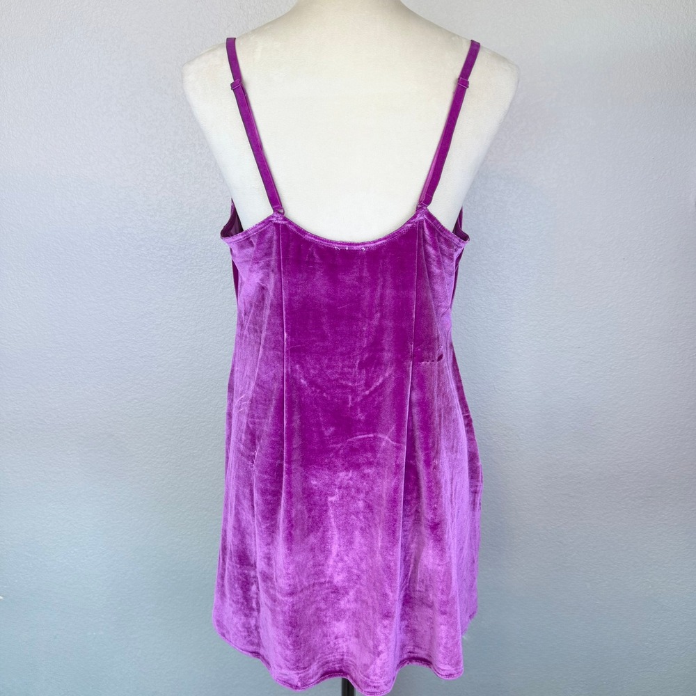 Savage X Fenty Magenta Velvet Vixen Lace Up Trim Slip Dress Strappy Chic Size 1X - Picture 4 of 8